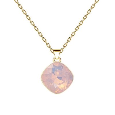 Collier ROMBA, cristal de 10 mm avec support (argent principal uniquement) - Argent - Opale d'eau de rose