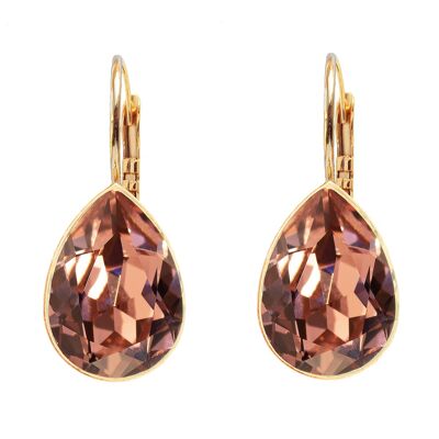 Classic drop earrings, 14mm crystal - gold - blush Rose