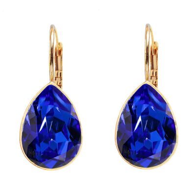 Orecchini pendenti classici, cristallo 14mm - oro - Majestic Blue