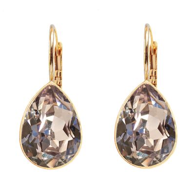 Classic drop earrings, 14mm crystal - gold - mauve