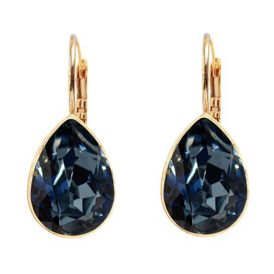 Classic drop earrings, 14mm crystal - gold - montana