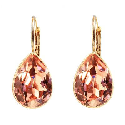 Classic drop earrings, 14mm crystal - gold - Rose Peach