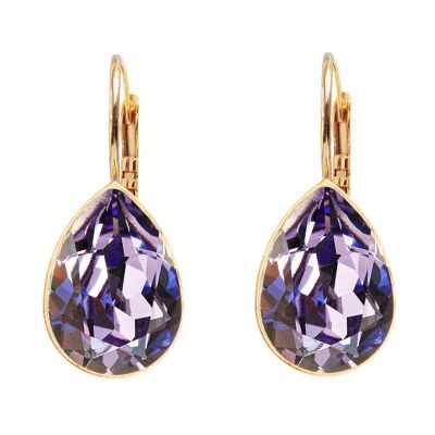 Boucles d'oreilles pendantes classiques, cristal 14mm - or - tanzanite