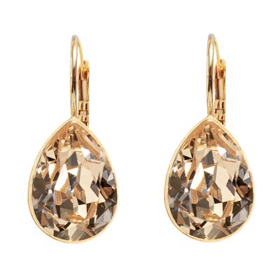 Classic drop earrings, 14mm crystal - silver - Golden Shadow