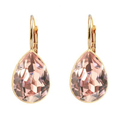 Boucles d'oreilles pendantes classiques, cristal 14mm - argent - rose vintage