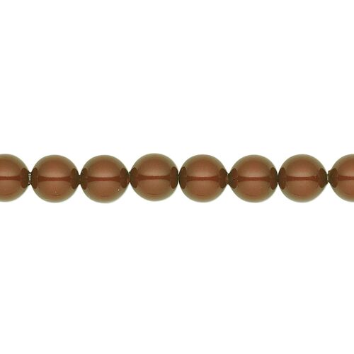 Fine pearl choker, 3mm pearls - gold - velvet brown