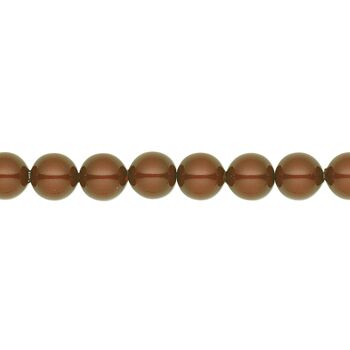 Tour de cou perles fines, perles 3mm - or - marron velours 1