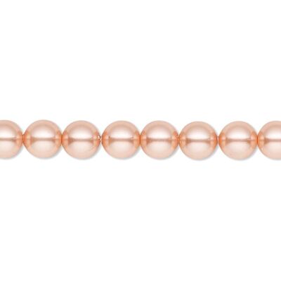 Fine pearl choker, 3mm pearls - gold - Rose Peach