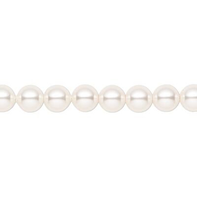 Tour de cou perles fines, perles 3mm - or - Blanc