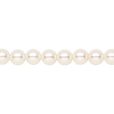 Tour de cou perles fines, perles 3mm - argent - crème