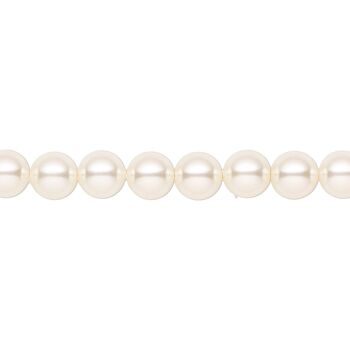 Tour de cou perles fines, perles 3mm - argent - crème 1