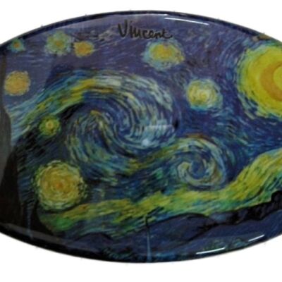 Pinza para el pelo calidad superior 8 cm, Noche estrellada, Vincent van gogh, pinza made in France