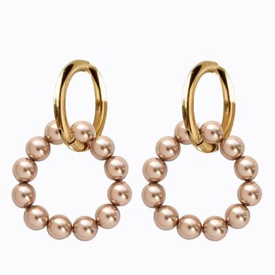 Klassische runde Ohrringe mit silbernen Perlen - Gold - Bronze