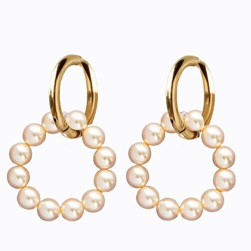 Classic silver pearl round earrings - gold - cream