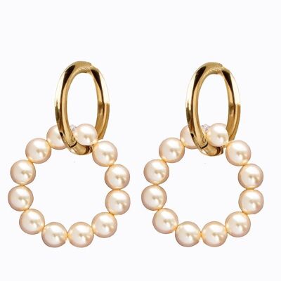 Orecchini tondi classici in argento con perle - oro - crema