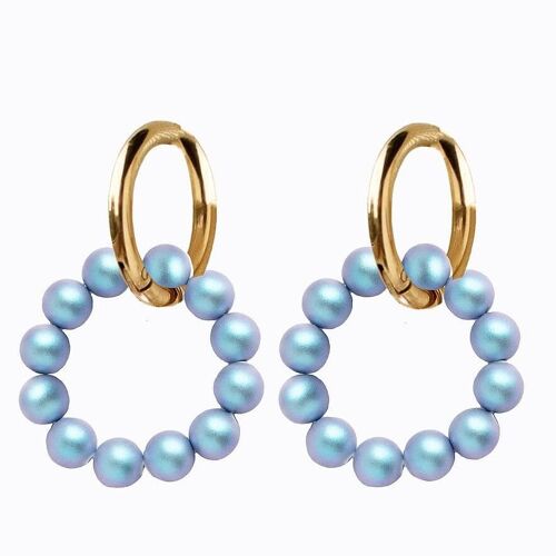 Classic silver pearl round earrings - gold - Irid Light Blue