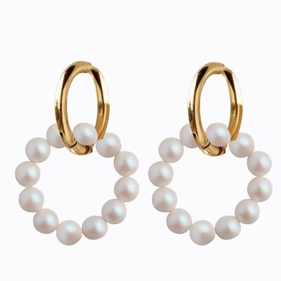 Classic silver pearl round earrings - gold - pearlesent