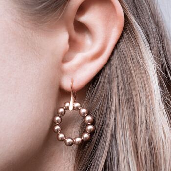 Boucles d'oreilles rondes perle argent classique - or - rouge 2