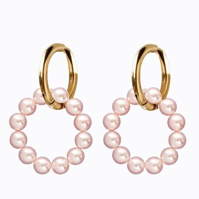 Classic silver pearl round earrings - gold - Rosaline