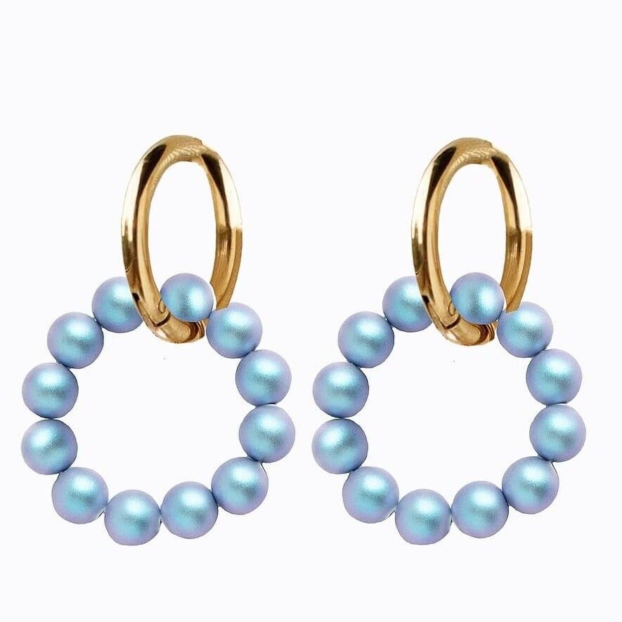 Orecchini tondi classici perla argento - argento - Irid Light Blue
