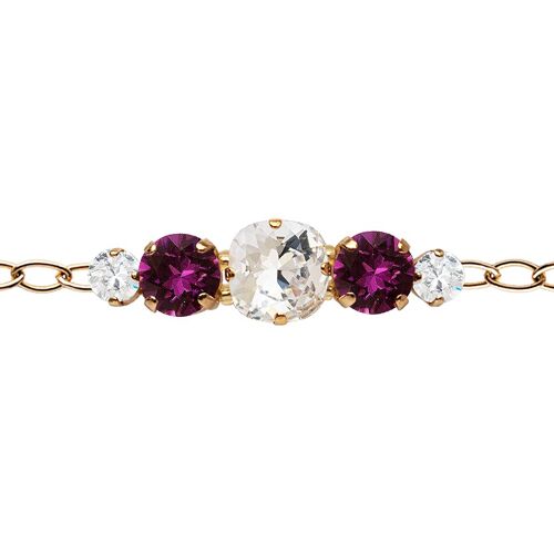 Five crystal bracelet in the chain - gold - crystal / amethyst