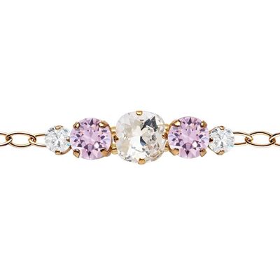 Five crystal bracelet in the chain - gold - Crystal / Light Amethyst