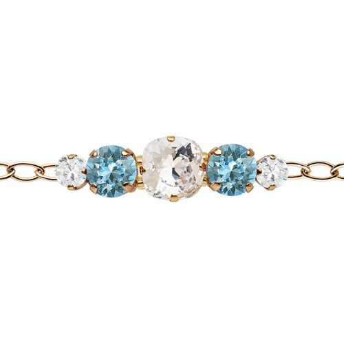 Five crystal bracelet in the chain - gold - Crystal / Aquamarine