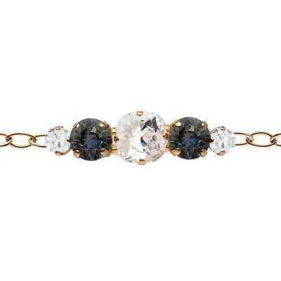 Armband mit fünf Kristallen in der Kette - Gold - Kristall / schwarzer Diamant