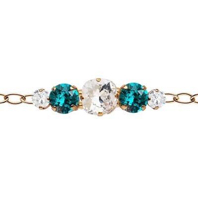 Five crystal bracelet in the chain - gold - Crystal / Blue Zircon