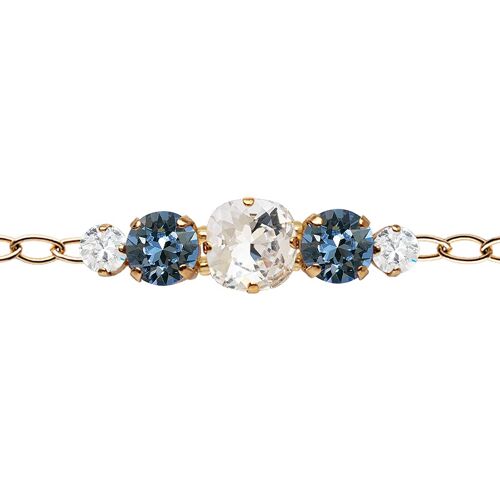 Five crystal bracelet in the chain - gold - Crystal / Denim Blue