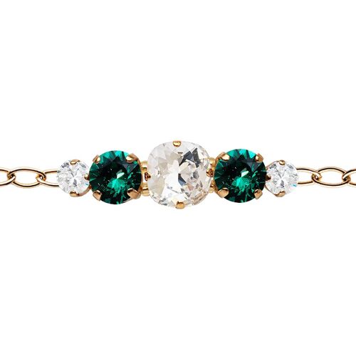 Five crystal bracelet in the chain - gold - crystal / emerald