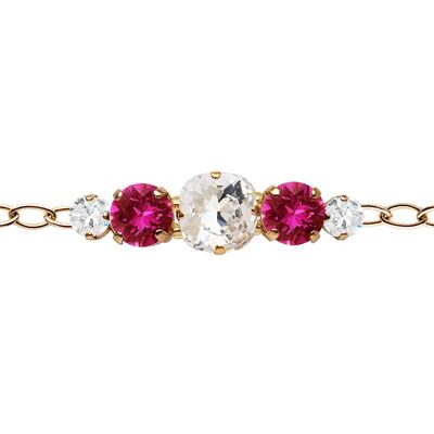 Five crystal bracelet in the chain - gold - crystal / fuchsia