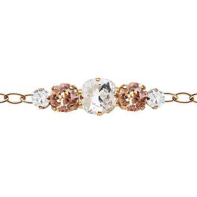 Five crystal bracelet in the chain - gold - Crystal / Light Peach