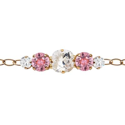 Five crystal bracelet in the chain - gold - Crystal / Light Rose