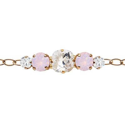 Five crystal bracelet in the chain - gold - Crystal / Rose Water Opal