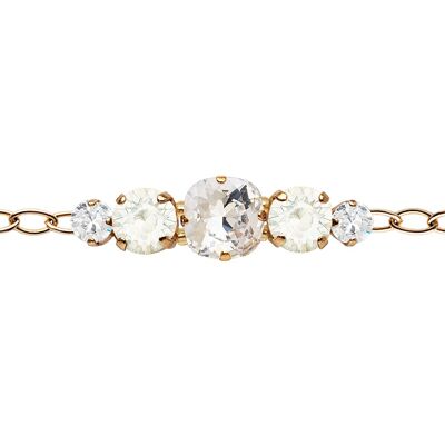 Five crystal bracelet in the chain - gold - Crystal / White Opal