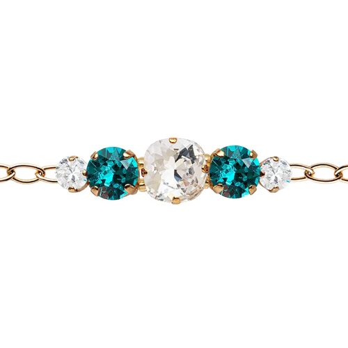 Five crystal bracelet in the chain - silver - Crystal / Blue Zircon