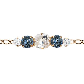 Bracelet cinq cristaux dans la chaîne - argent - cristal / bleu denim 1