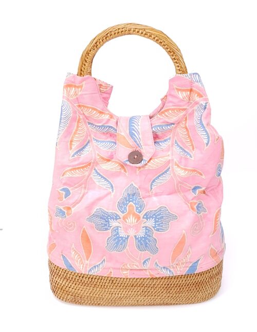 Pink Floral Batik Atta bag 28 cm