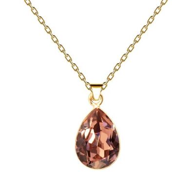 Gotas de collar, cristal de 14 mm con soporte - oro - rosa rubor