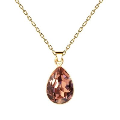 Drops of necklace, 14mm crystal with holder - gold - blush Rose