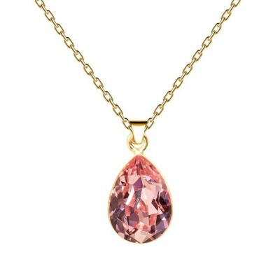 Gotas de collar, cristal de 14 mm con soporte - oro - rosa claro