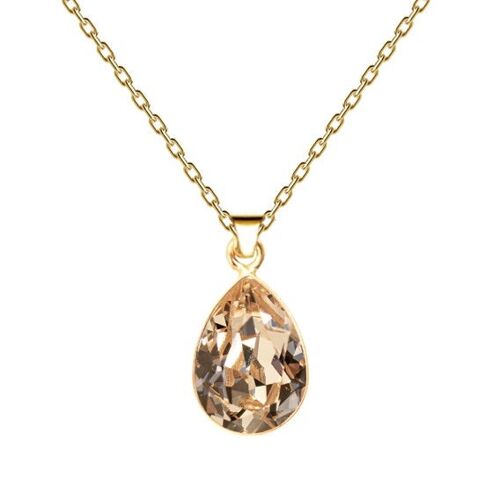 Drops of necklace, 14mm crystal with holder - Gold - Golden Shadow