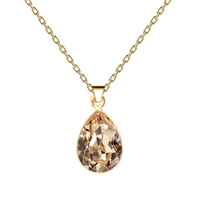 Drops of necklace, 14mm crystal with holder - Gold - Golden Shadow