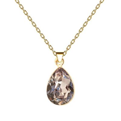 Drops of necklace, 14mm crystal with holder - gold - mauve