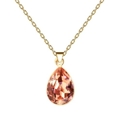 Drops of necklace, 14mm crystal with holder - gold - Rose Peach