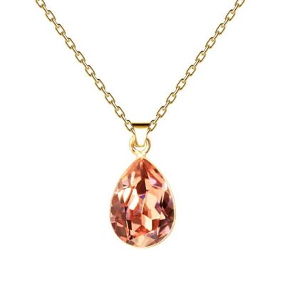 Gotas de collar, cristal de 14 mm con soporte - oro - Rose Peach