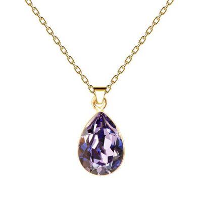 Gocce di collana, cristallo 14mm con supporto - oro - tanzanite