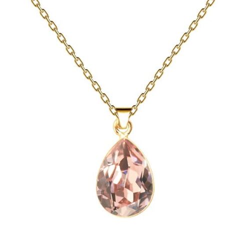 Drops of necklace, 14mm crystal with holder - gold - vintage rose