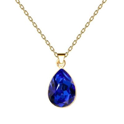 Gouttes de collier, cristal 14mm avec le support - argent - Majestic Blue